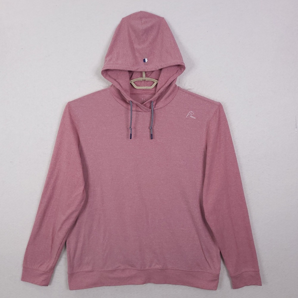Rhoback Performance Hoodie Mens Large Pink Heathered Long Sleeve Activewear